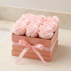 Coffret Boite de Fleurs de Savon - Roses roses