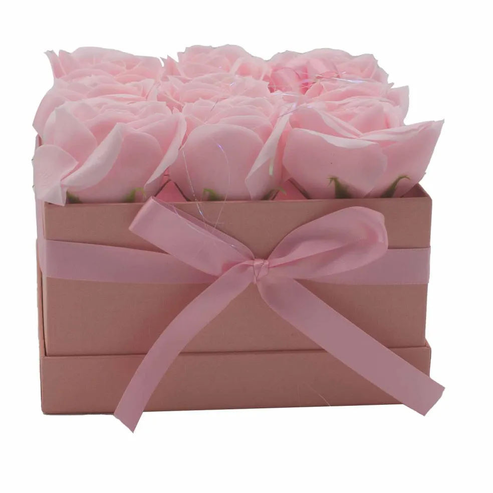 Coffret Boite de Fleurs de Savon - Roses roses