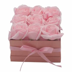 Coffret Boite de Fleurs de Savon - Roses roses