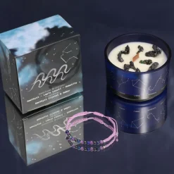 Coffret Cadeaux Bougie et Bracelet - Verseau