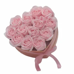 Coffret Cœur de Fleurs de Savon - Roses roses