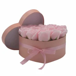 Coffret Cœur de Fleurs de Savon - Roses roses