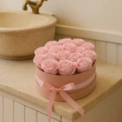 Coffret Rond de Fleurs de Savon - Roses roses