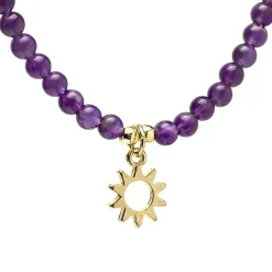 Collier Améthyste avec Pendentif Soleil