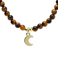 Collier Œil de tigre avec Pendentif Lune
