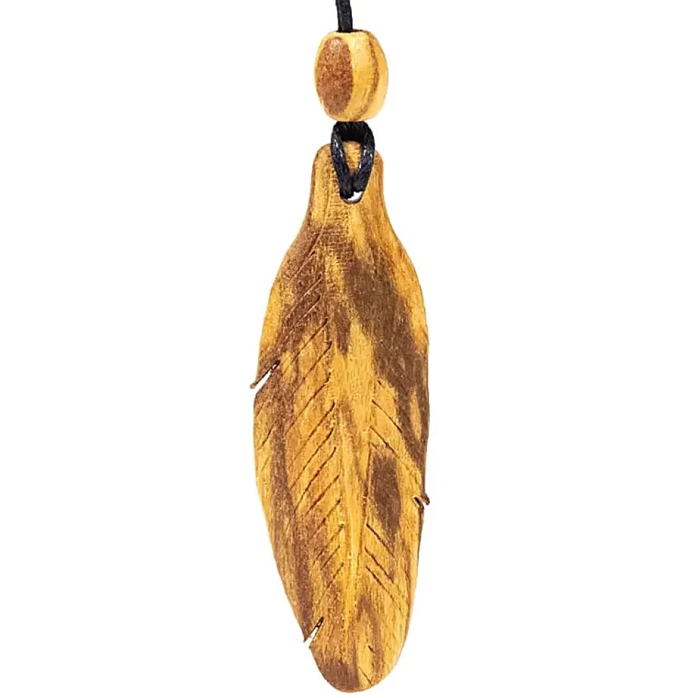 Collier Palo Santo pendentif petite plume