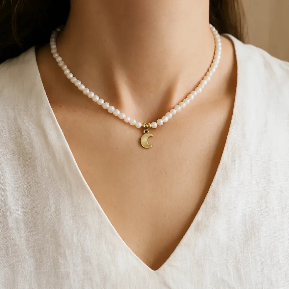Collier Pierre de Lune avec Pendentif Lune