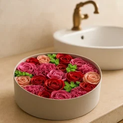 Fleurs de savon - boîte ronde