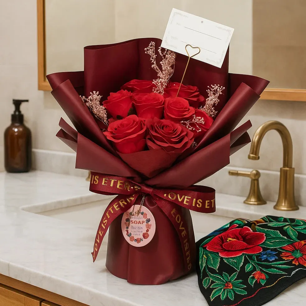 Grand Bouquet de Roses de savon rouges