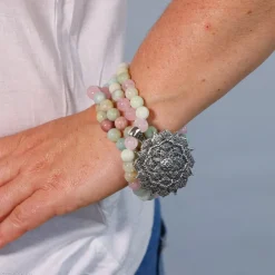 Mala Lotus - Rose Quartz, Amazonite, Rhodonite | 108 perles