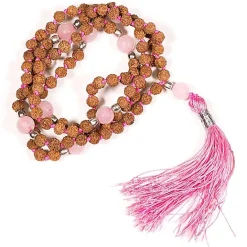Mala Rudraksha & Quartz Rose | 108 perles