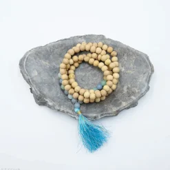Mala Tulsi, Angélite & Amazonite
