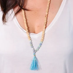 Mala Tulsi, Angélite & Amazonite