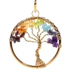 Pendentif Arbre des Chakra en Laiton Doré