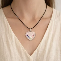 Pendentif Chakra Quartz en Forme de Coeur