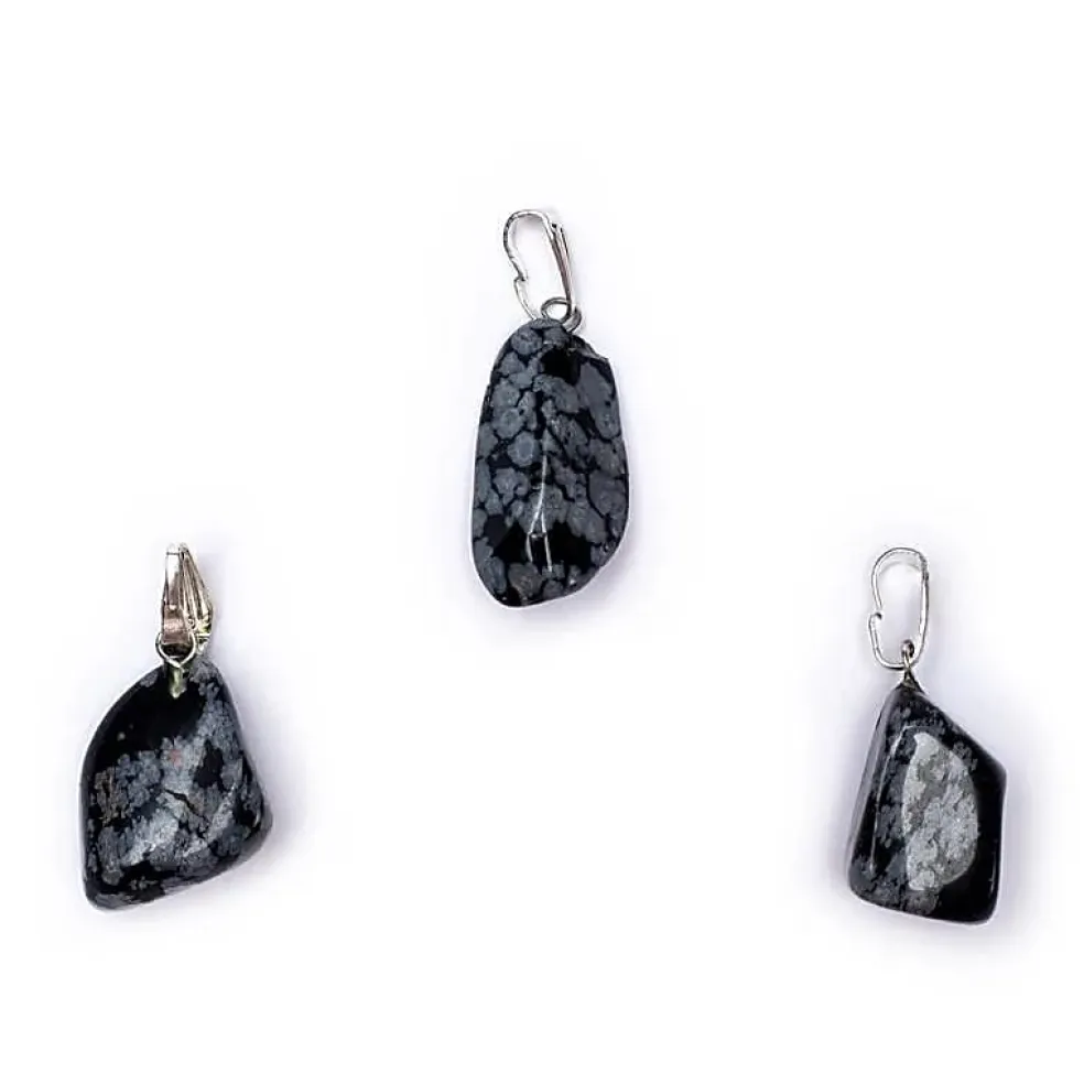 Pendentif en Obsidienne Flocon de Neige avec crochet