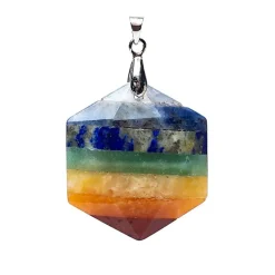 Pendentif Hexagonal 7 chakras en Pierre