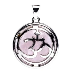 Pendentif Om en Quartz Rose Élégant