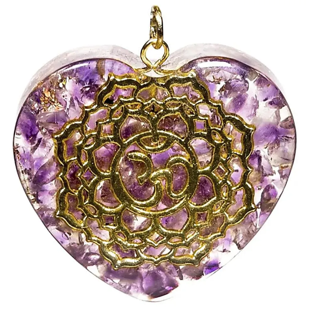 Pendentif Orgonite et Sélénite - Coeur