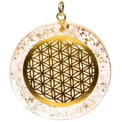 Pendentif Orgonite et Sélénite - Fleur de vie