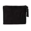 Pochette zippée en velours Noir | broderie Phases de Lune
