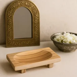 Porte Savon en bois luxe Rectangulaire Strié
