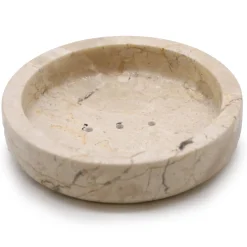 Porte savon plat rond en marbre miel